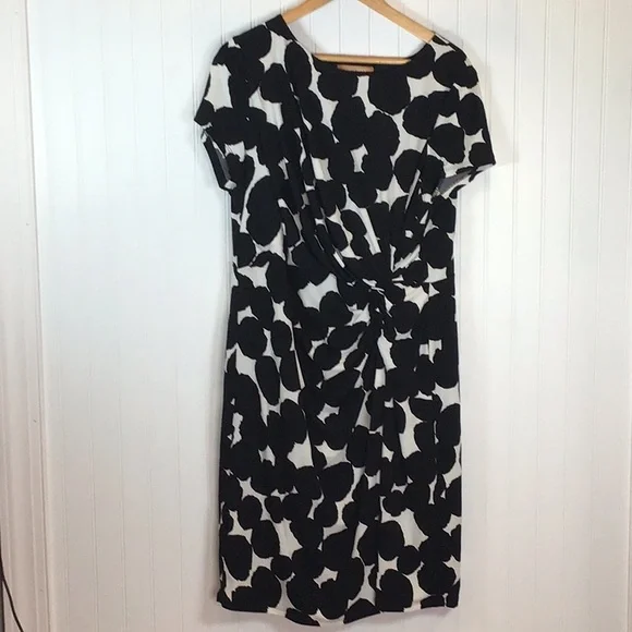💖 Ellen Tracy | Black/White Twist Front Jersey Dress Size XL - Picture 4 of 12